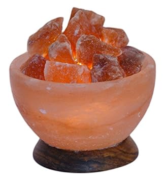 HIMALAYA SALT DREAMS - Beleuchtete Salzkristallschale RUND, inklusive Elektrik und Spezial-Leuchtmittel (E14 - Energieeffizie