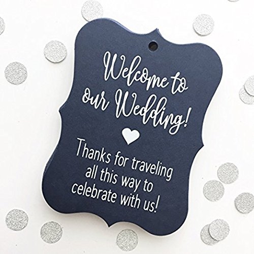 24 ct Hotel Welcome Bag Tags, Welcome Wedding Tags, Destination Wedding Tags (EC-369-NV)