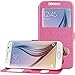 Galaxy S6 Case, EnGive Premium Slim Flip Imitation Leather Cover for Samsung Galaxy S6 G920(Rose)