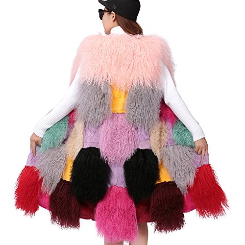 SPRINGWIND Women's Fur Gilet, Real Mongolian Lamb Fur With Rabbit Fur Long Vest Sleeveless Coat Jacket Outwear SPRINGWIND Women's Fur Gilet, Real Mongolian Lamb Fur With Rabbit Fur Long Vest Sleeveless Coat Jacket Outwear