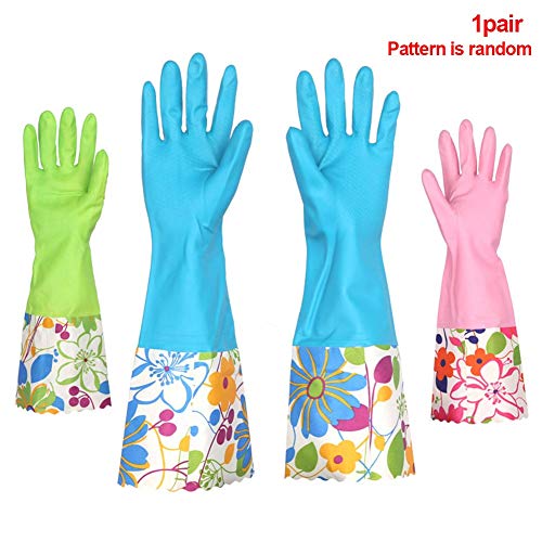 1 Pair Long Sleeve Dish Washing Rubber Cleaning Gloves Multipurpose Household(Green)
