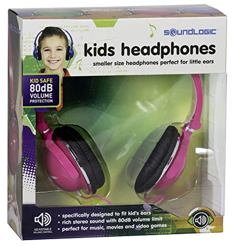 Kids Headphones Over The Ear Comfort Padded Foldable and Twistable Perfect for Music, Movies, Streaming, and Video Games. Smaller Size to Fit Most Kids Ears. (Pink)