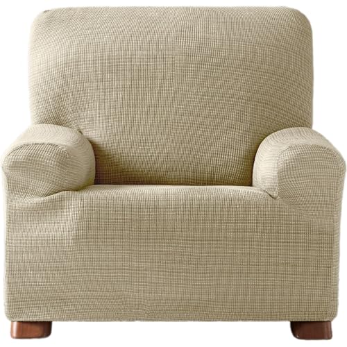 ECOMMERC3 | Copridivano elasticizzato jacquard, misura 1 posto, misura universale e traspirante, – copridivano color ecru protezione anti-usura design antiscivolo con fascia elastica