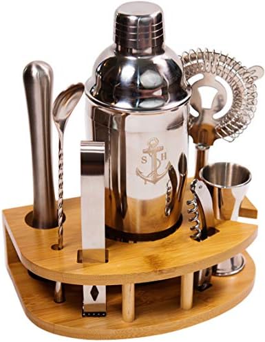 Stock Harbor 8 Piece Mixology Bartender Kit with Stand, Cocktail Shaker Set, Bar Set, Cocktail Kit, Stainless Steel