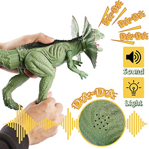 WOSTOO Dinosaurier Spielzeug Set, Katapult Mund Dinosaurier Realistische Jurassic Green Dinosaurier mit leuchtenden… – Bild 4