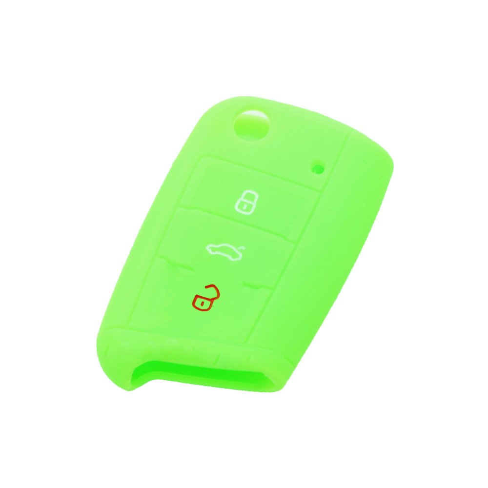 BROVACS Silicone Cover Protector Case Holder Skin Jacket Compatible with VOLKSWAGEN 3 Button Flip Remote Key Fob CV9803 Light Green