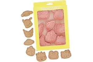 Cute KITTY Cat Cookie Cutter Set, 8 Cartoon Pieces With Embossed Pattern, 3D Fun Cookie Cutter Set, DIY Baking Cake Fondant P