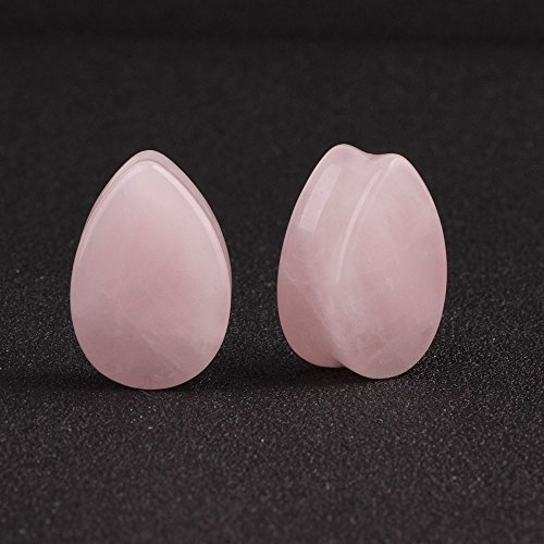 IPINK 2g-5/8" Organic Stone Teardrop Tunnels Plugs Ear Gauges Piercing 4 Pairs (4 pairs of 00g(10mm))