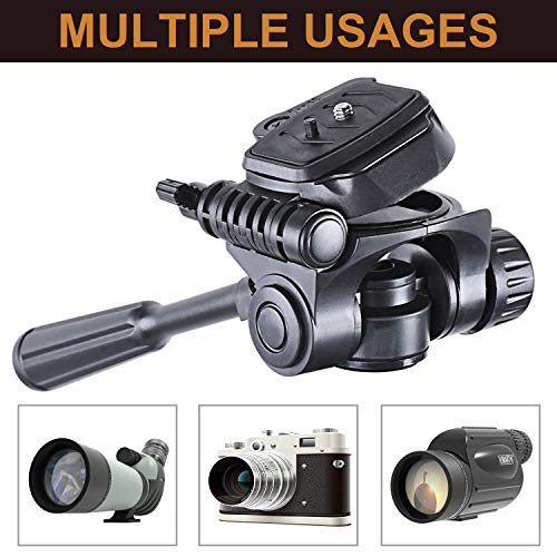 Emarth 55'' Lightweight Camera Tripod, Aluminum Compact Scope Tripod with 3 Way Fluid Pan Head for Nikon Canon Sony DV Camcorder - Thumbnail 3
