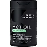 Sports Research MCT Oil Capsules derived from Coconut Oil | Keto Fuel for The Brain & Body | High Potency 3000 mg | Derived from Non-GMO Coconuts (120 Softgels)