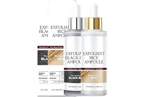 AIWEJAY 2Pack Rice Exfoliating Ampoule Set – Black & White Rice Brightening Duo for Glowing Skin | Gentle Peel + Pore Minimizing & Deep Hydration