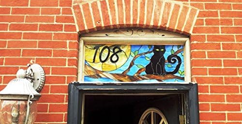 Stained Glass Transom - "Cat and the Moon" (TW-41)