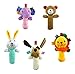 Liberty Imports 5 PCS Set Cartoon Stuffed Animal Baby Soft Plush Hand Rattle Squeaker Sticks for Toddlers