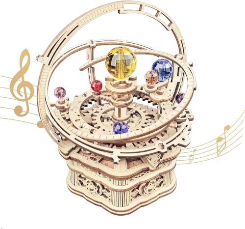 Robotime Puzzle 3D Wooden Model Music Box Mechanical Astronomy Laser Cut Puzzle Constructions, Gift for Young and Adults