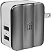 LAX Dual USB AC Power Adapter with Smart iQ Technology – Plug-In Adapter Rapic Charge 3.4A - for iPhone X 8 7 7Plus 6S 6S+, 6 6Plus, iPad Air/Mini, Samsung Galaxy S6, S6 Edge, HTC M9 and More [Gray]