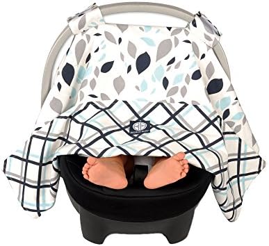 Balboa Baby Reversible Car Seat Canopy - Navy Leaves