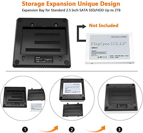 T11 Mini PC,Windows 10 Pro Intel Atom x5-Z8350 Fanless Desktop Computer,4GB DDR3/64GB eMMC, Support 2.5-Inch SATA III Internal SSD/HDD,4K HD,2.4/5G WiFi,1000M LAN,HDMI/VGA Output,Auto Power On - Thumbnail 4