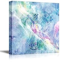 Canvas Wall Art Tribal Elephant Splash-Ink Effect Canvas Prints Home Artwork Decoration for Living Room,Bedroom - 12x12 inches