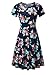 HUHOT Sundresses for Women Casual Summer Short Sleeve Round Neck Floral Casual Skater Dress (Blue Flower-17, Medium)