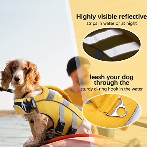 FUAMEY Dog Life Jackets,Reflective & Adjustable Pet Life Vest Dog Lifesaver Dog Swimsuit with