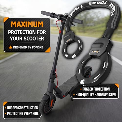 FONGKE E Scooter Lock with Bag, Handcuff Lock, Lock for E Scooter, Bicycle Lock High Security, Chain Lock Bicycle Anti-Theft, Fire-Hardened Steel, Ideal for Scooter/Bicycle