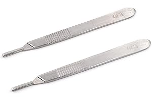 SnowTing 2 Pack Stainless Steel Scalpel Handle # 3, Scalpel Knife Holder Fits Blades No. 10, 11, 12, 15 Perfect for Student Educational-Use Daily Use DIY Crafts Repair Equipment
