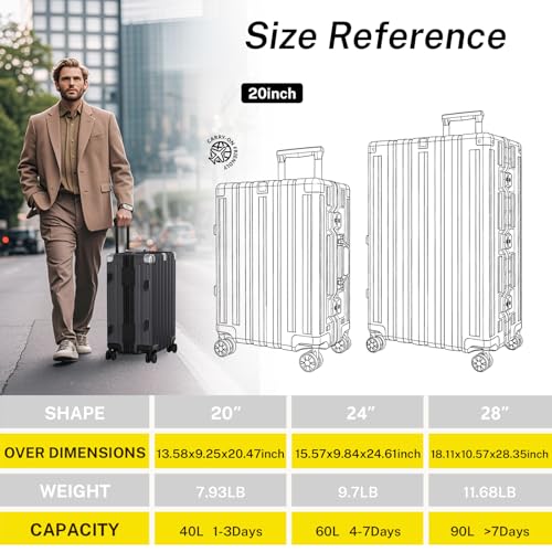 Krute Luggage PC+ABS Aluminum Frame Zipperless Checked Luggage Lightweight Hardshell Large Suitcase with TSA Lock Spinner Wheels 28 Inch Black