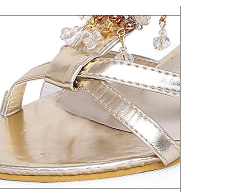 Odema Womens Peep Toe Sandals Glitter Rhinestone Beaded Gladiator Shoes Wedge High Heel Sandals - Image 7