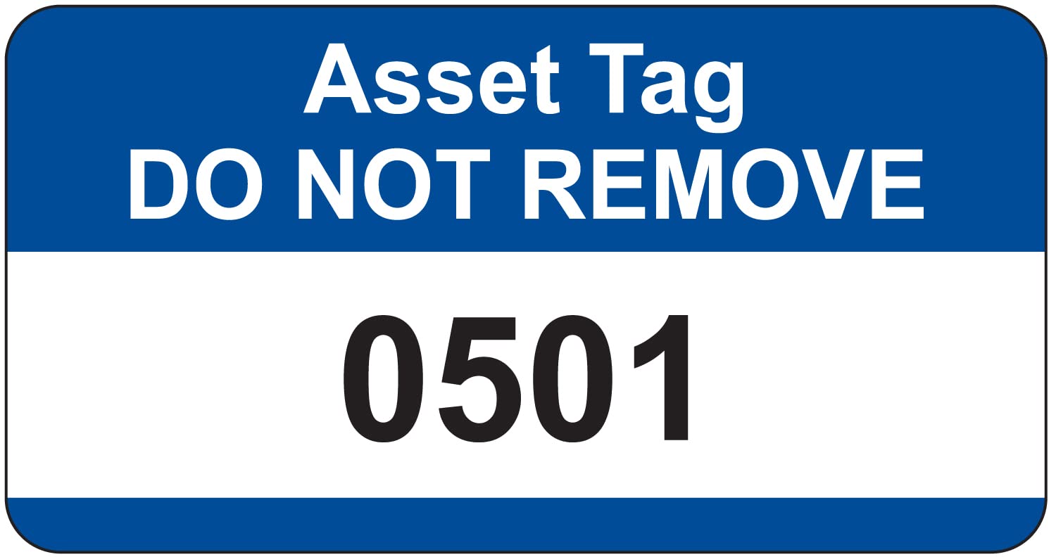 Blue Asset Tag Labels - Numbered 501 to 1000-38mm x 20mm Permanent Synthetic PP Labels - Price per Pack of 500 Labels (P/NO. 7828256)