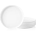 Kanwone Porcelain Dinner Plates - 10 Inch - Set of 6, White, Microwave and Dishwasher Safe Plates, White Dishes, Morden Plates