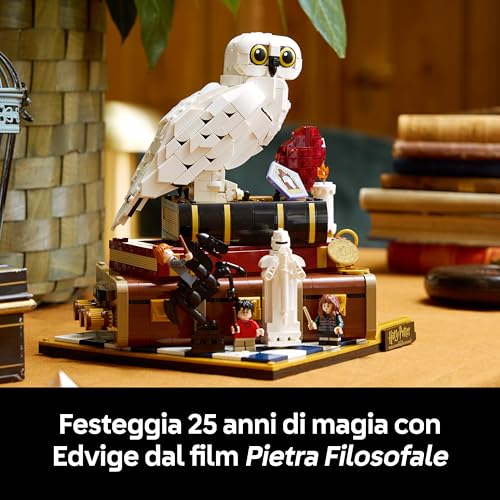 Harry Potter Pietra Filosofale – Edizione del Collezionista - Modellino Fai da Te - Decorazione per la Camera da Letto con Scene del Film, Edvige e 3 Minifigure - Regalo per Fan e Adulti - 76466