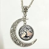 tree Pendant, Tree of Life Necklace, Tree of Life Moon Jewelry,moon Necklace Glass Art Picture