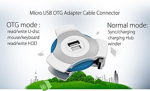 ZXTEK Micro USB OTG Cable ,35 Inches Multi-functional USB 2.0 Port on the Go Compact Portable Cell Phone High Speed Transfer Sync Charging Data Cable with Winder for Android Cellphone , Iphone