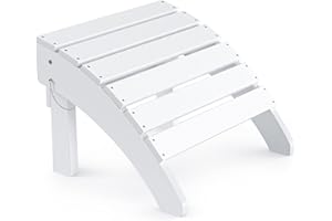 Cecarol Folding Adirondack Ottoman for Adirondack Chair, Folding Easily Adirondack Footstool Without Assembly, Ottoman for Outdoor Porch, Yard, Garden, White-ACO01