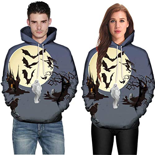 DEATU Halloween Shirts Clearance! Men Women Print Long Sleeve Halloween Couples Hoodies Top Blouse Shirts(Gray ,XL) - Thumbnail 5