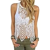Kwok Blouse,Women's Lace Crochet Vest Tank Top Casual Sleeveless Blouse(L)