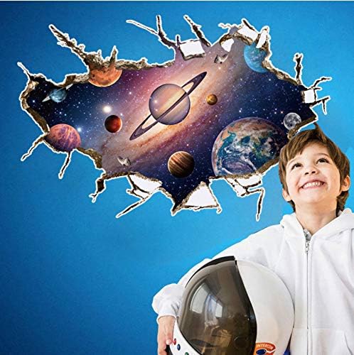 HLLCY Cosmos Outer Space Wall Sticker Kindergarten Bathroom Children Room Decorative Diy Galaxy Wallpaper Sticker Removable Home Decor