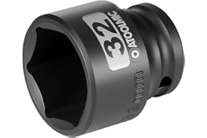 ATOOLMIC 1/2"Square Drive x 32 mm Shallow Impact Socket,Metric Socket,6 Point CR-MO for Easy Removal of Axle Nut (32mm)