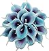 Duovlo 20pcs Calla Lily Bridal Wedding Bouquet Lataex Real Touch Artificial Flower Home Party Decor (Purple in Blue)