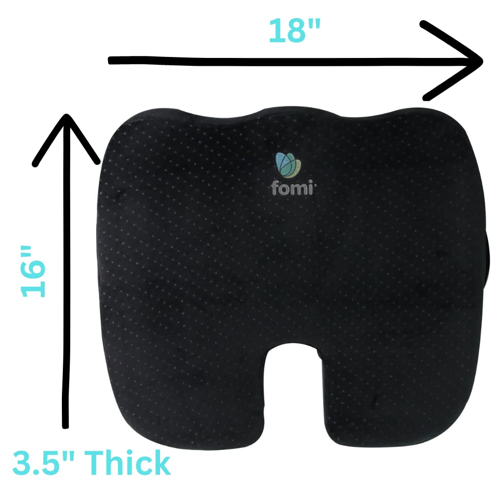 FOMI Extra Thick Coccyx Seat Cushion and Back Support Combo | Large Memory Foam Seat Pad and Lumbar Pillow for Car, Office, Gaming Chair, Wheelchair | Sciatica, Tailbone Pain Relief