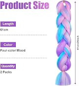 Aomig Braiding Hair Extensions 2Pcs 4 Color Jumbo Braids 122cm High Temp Wire view 3