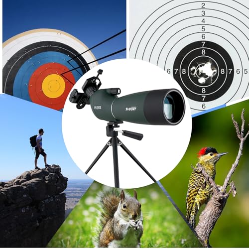 Svbony SV28 Spotting Scope with Tripod Phone Adapter 25-75X70, HD Zoom BAK4 Prism FMC Optics Lens Angled Spotting Scopes for Target Shooting, Bird Watching, Wildlife
