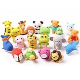 Lsushine 20 Animal Collectible Set of Random Adorable Animals Erasers Best for Kids Fun and Games