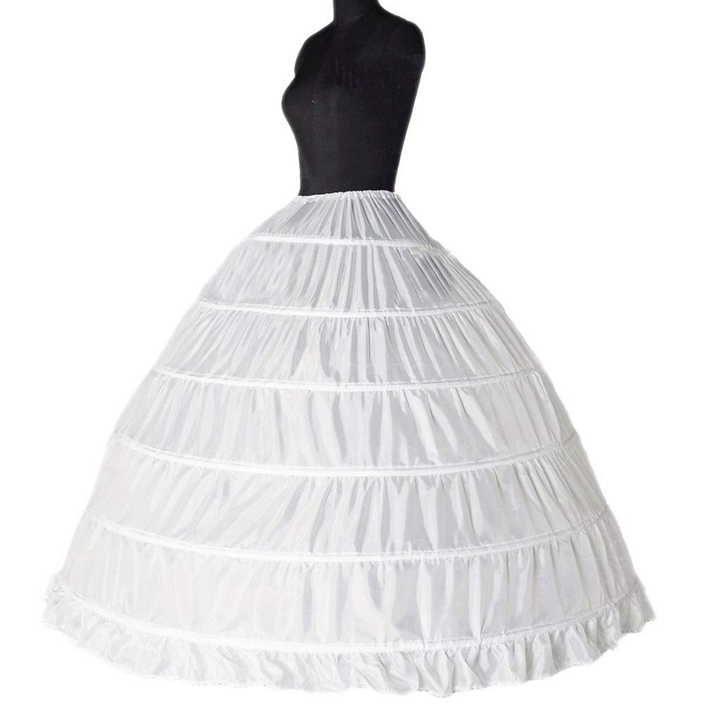 ZJchao 6-hoop Hoops Petticoat White 