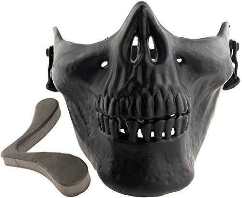 Sportpro m03 skull skeleton half face mask for airsoft - black