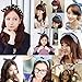 Tvoip 15PCS Vintage Broken Flowers Star Stripe Color 3 Styles Colors Lovely Girls Lady Rabbit Bunny Ear Ribbon Hair Band Wire Elastic Headband Wire Scarf Hair Accessories (random color)