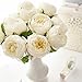 Butterfly Craze Cream Artificial Peony Silk Flowers – Ideal Floral Arrangement for Home Decoration or Wedding Bouquet – 10 Stems Per Set