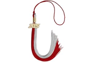 Endea Graduation Double Color Tassel with Gold Date Drop (Red/Grey, 2025)
