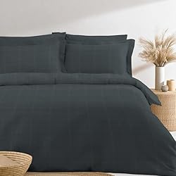 Pizuna Anthracite Grey Dobby Striped 100% Cotton