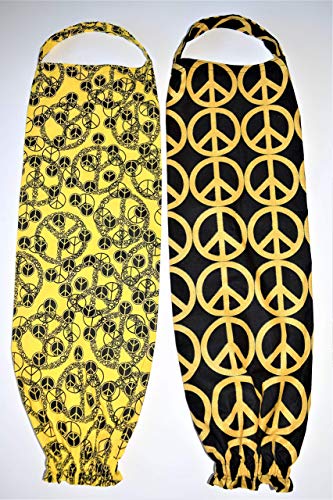 One Plastic Bag Holder, Sugar Skulls or Peace Signs,Retro Cool Metallic Peace Signs,Colorful Rainbow Colored Day of the Dead Bag Holders